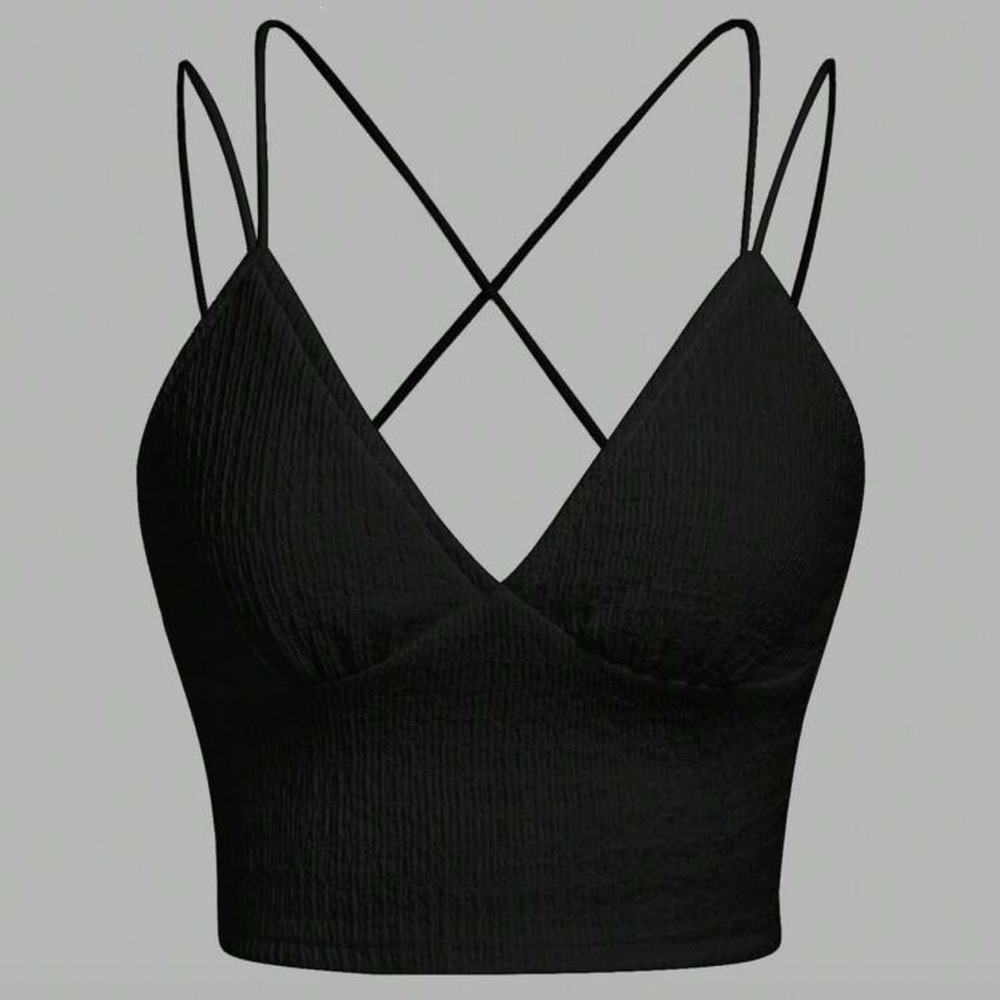 SHEIN Black Crisscross Crop Top